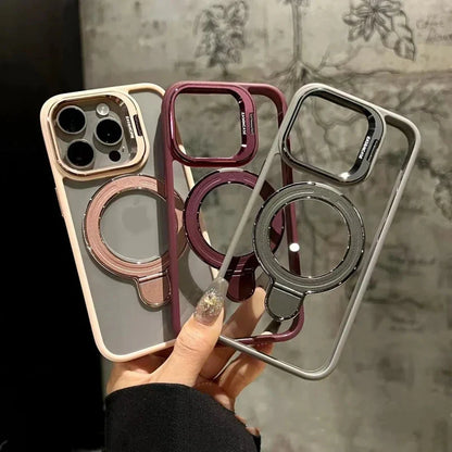 Magnetic Clear Case | Metal Ring Stand | Camera Lens Protector